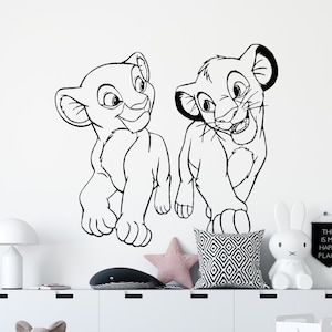 Simba and Nala Decal Lion King Wall Decal Cartoon Wall Sticker Simba and Nala Lion Nursery Wall Decor lk04