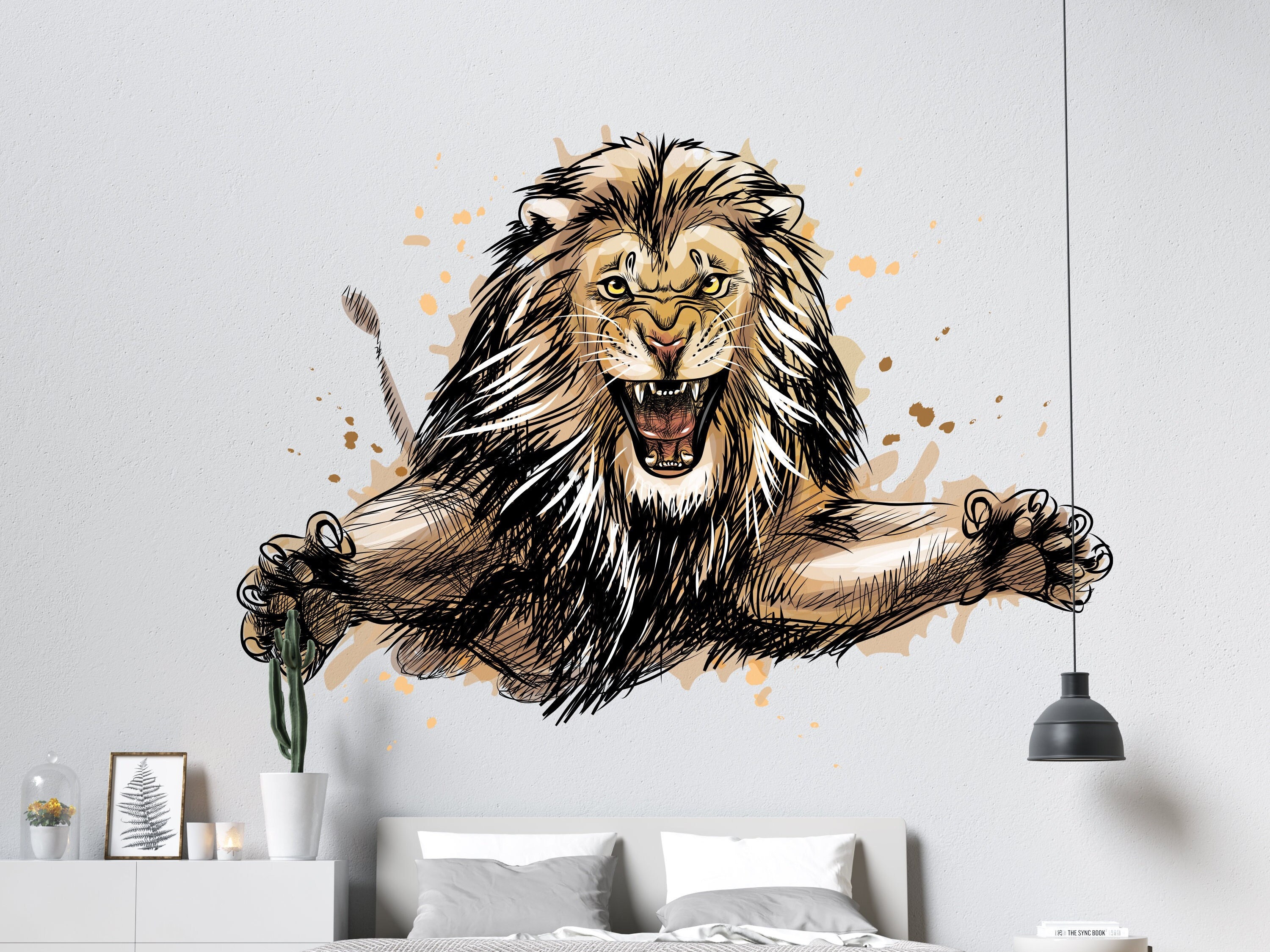 Roaring King Lion Decal | Full Color Vinyl Sticker | Wild Jungle Accent ...