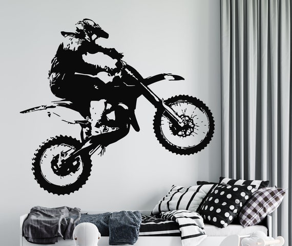 Motocross Adesivo murale Moto Adesivo murale Dirt Bike Wall Decor 1545b -   Italia