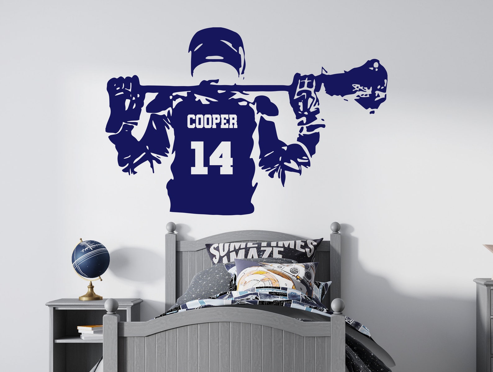 Lacrosse Wall Decal Lacrosse Wall Decor Custom Name Lacrosse Player