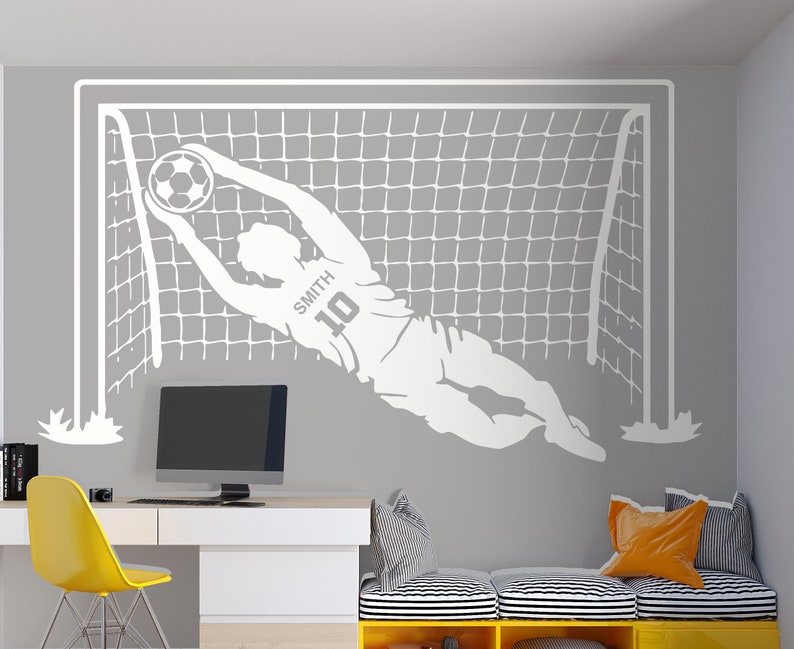 Personalized Name Soccer Goalkeeper Wall Decal Soccer Player Wall Sticker Soccer Wall Decor sc38 image 5