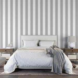 Gray Stripe Wallpaper Vertical Stripe Peel and Stick Nursery Wallpaper Self Adhesive Removable Striped Geometric Grey Wallpaper PW718