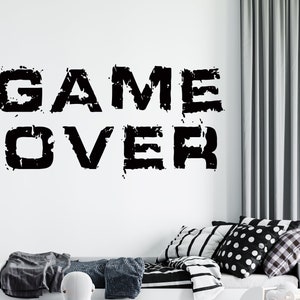 Gamer Wall Decal Game Over Video Games Wall Sticker Controller Wall Decal Gaming Room Wall Art vg032