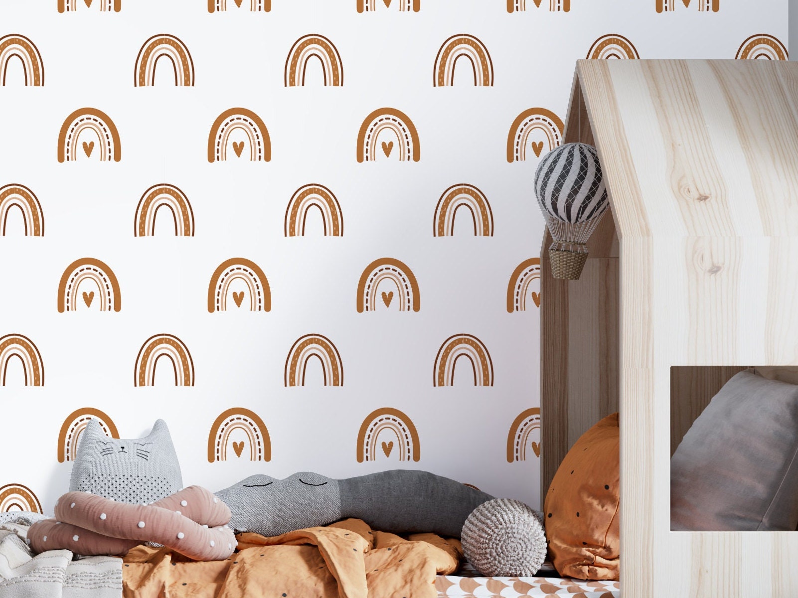 Boho Rainbow Arch Peel and Stick Wallpaper | Neutral Nursery Mural ...