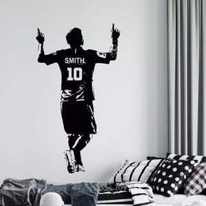 Personalized Name Soccer Wall Decal | Soccer Player Wall Sticker | Soccer Wall Decor | sc31