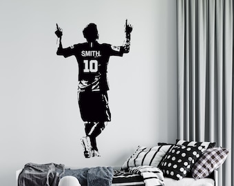 Personalized Name Soccer Wall Decal | Soccer Player Wall Sticker | Soccer Wall Decor | sc31