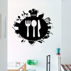 Kitchen Wall Art Knife Fork Spoon Sticker Kitchen Wall Decal Kitchen Wall Decor Kitchen Decal Handmade 4513