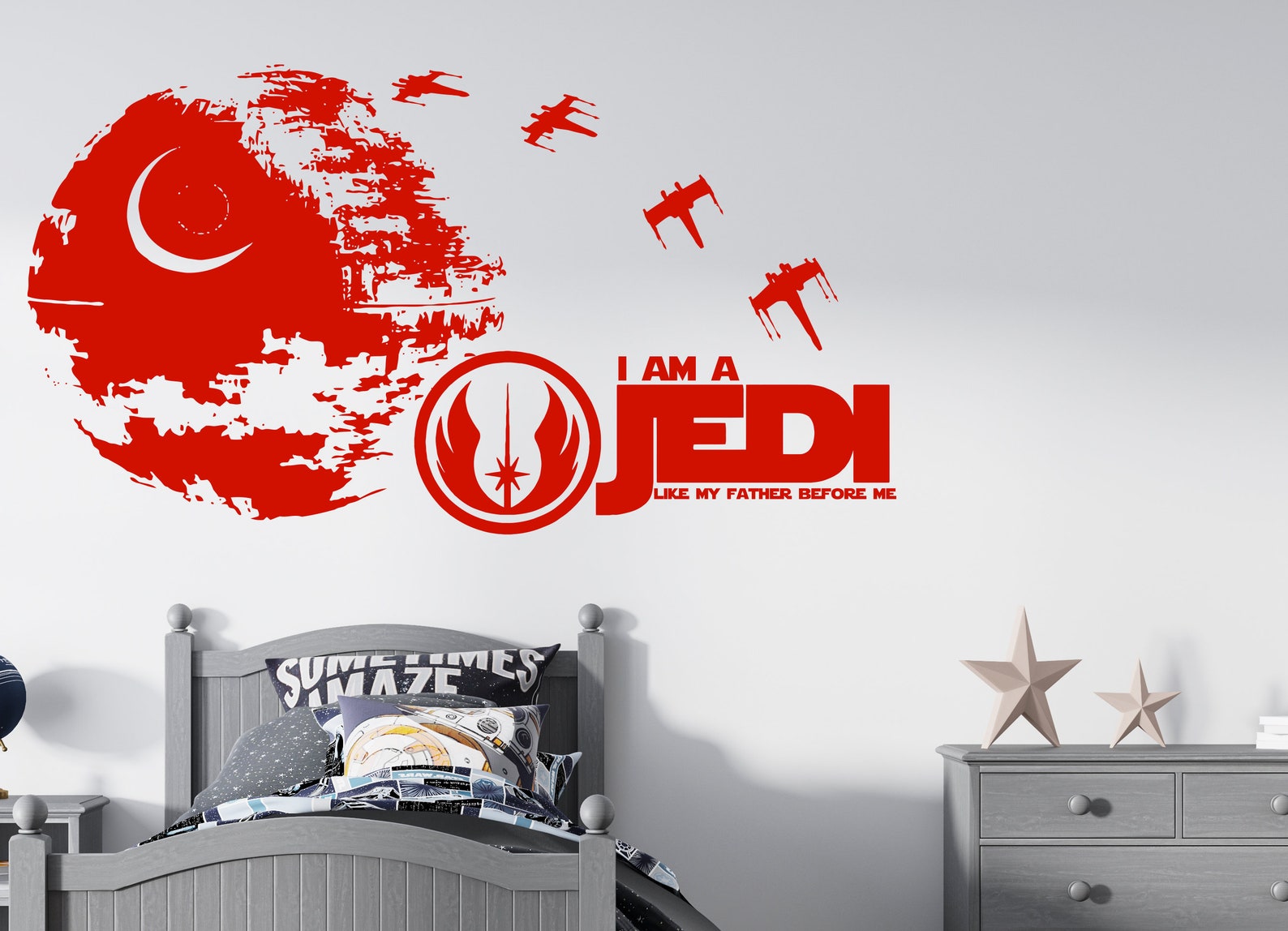 Star Wars Wall Decal Star Wars Wall Sticker Death Star Etsy