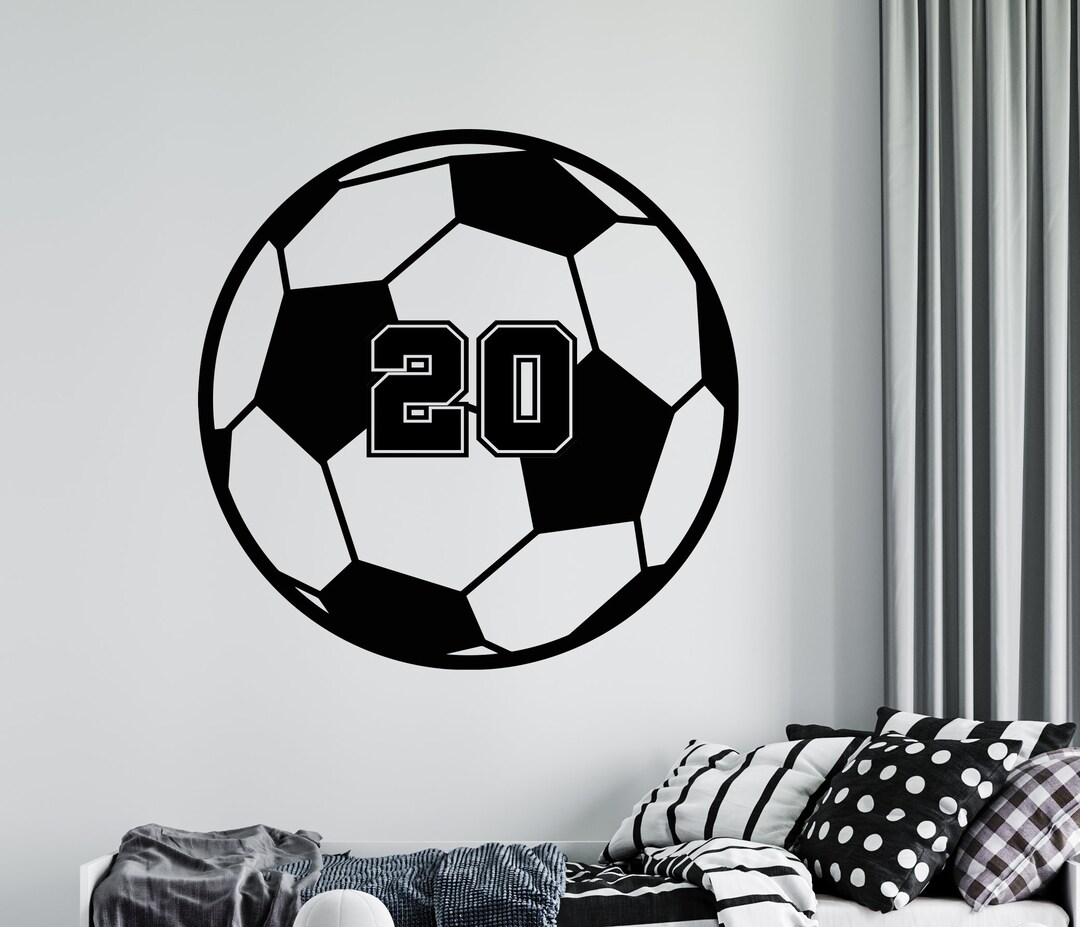 Personalized Number Soccer Wall Decal Soccer Player Wall Sticker Soccer
