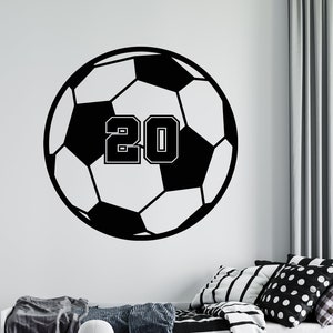 Personalized Number Soccer Wall Decal | Soccer Player Wall Sticker | Soccer Ball Wall Decor | cus163