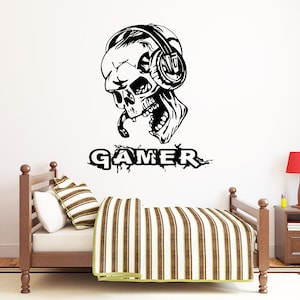 Calcomanía de pared para gamers, calcomanía de pared para videojuegos, calcomanía de pared para controlador, arte de pared para sala de juegos 123re