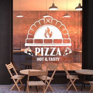 Sticker mural pizza | Autocollant en vinyle pour pizzeria | Décorations pour restaurant italien P19
