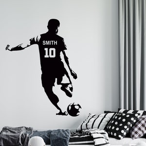 Personalized Name Soccer Wall Decal | Soccer Player Wall Sticker | Soccer Wall Decor | sc16