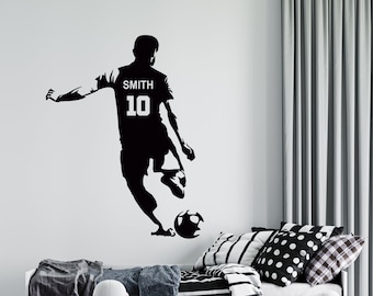 Personalized Name Soccer Wall Decal | Soccer Player Wall Sticker | Soccer Wall Decor | sc16