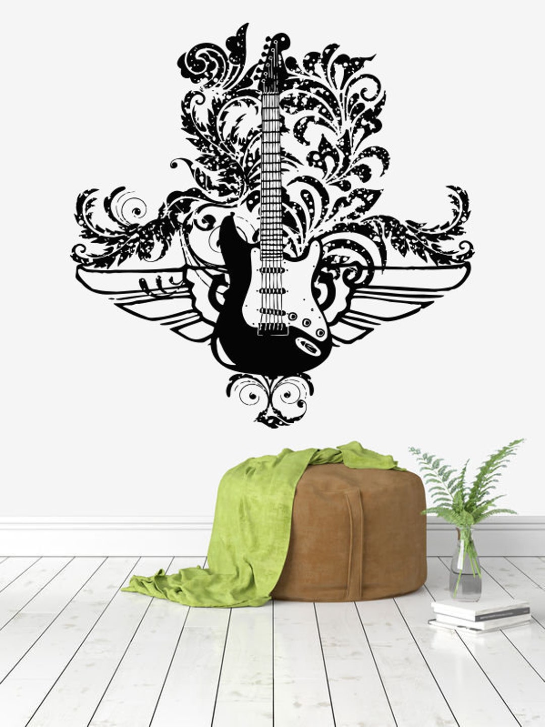 Electric Guitar Music Wall Decal Music Wall Decor Music Instrument Wall ...