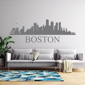 Boston City Decal City Sticker Boston Skyline Wall Decal City View Buildings Vinyl Decals  t687