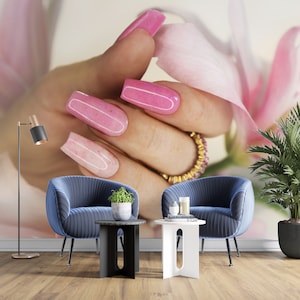 Nail Salon Peel and Stick Wallpaper for Beauty Salon Manicure PedicureSelf Adhesive Removable Fabric Spa Salon Mural Wallpaper PW167