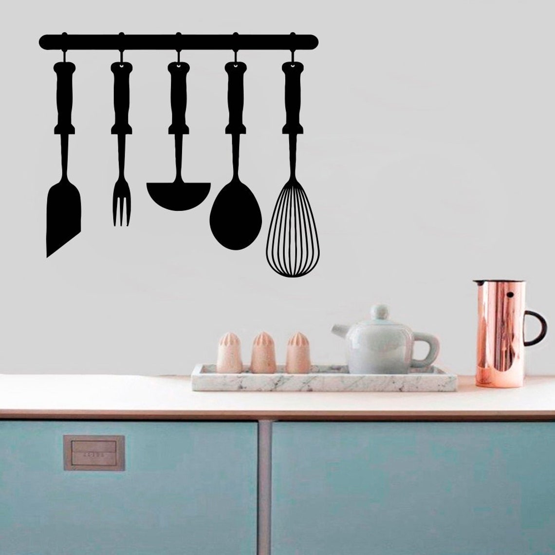 Kitchen Wall Art Knife Fork Spoon Sticker Kitchen Wall Decal Etsy