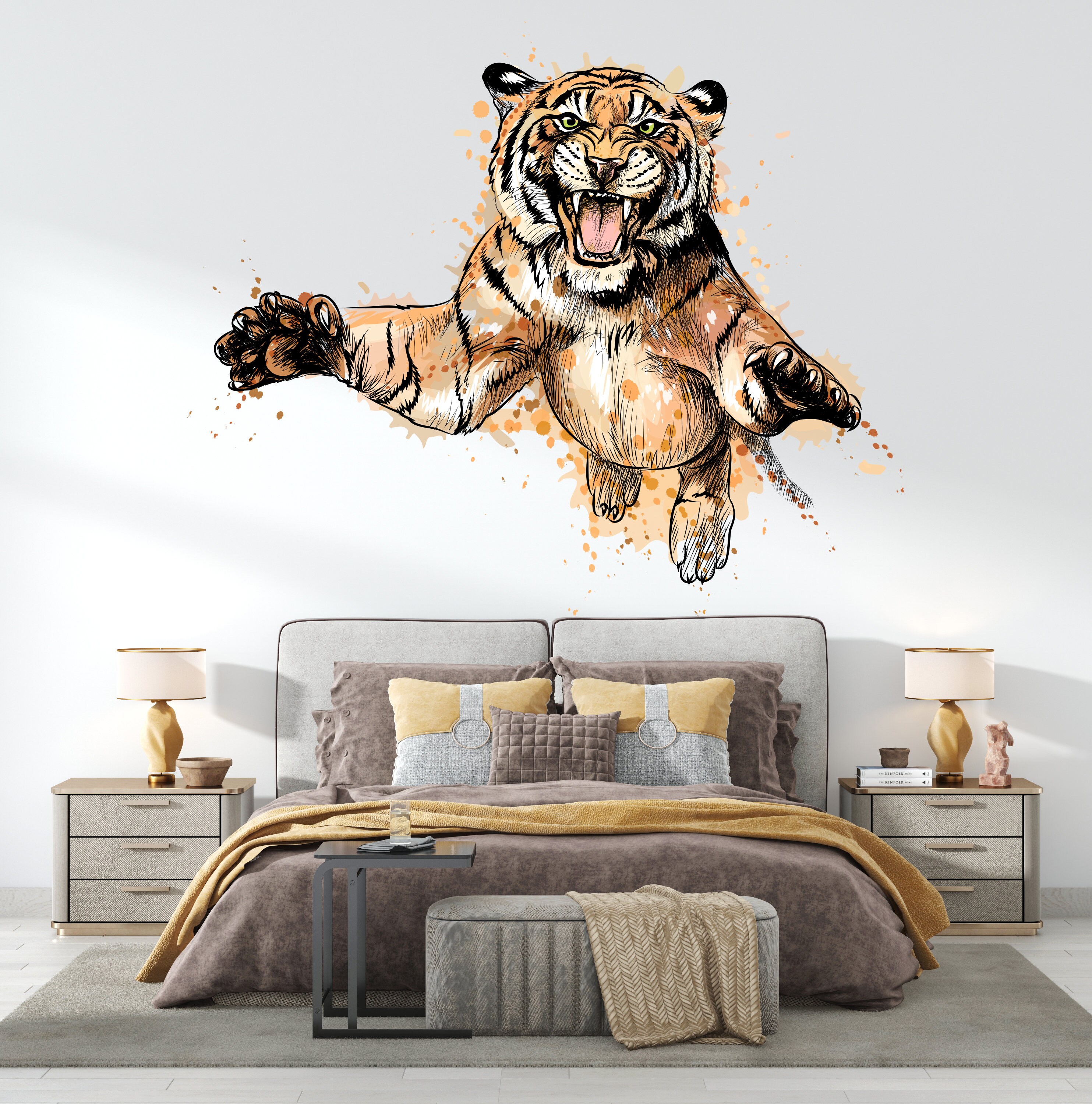 Tiger Wall Decal Tiger Jungle Animal Vinyl Wall Art Wall Decal