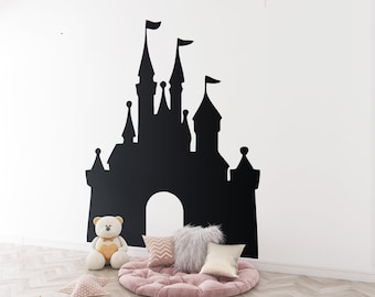Fairytale Silhouette Castle Decal | Nursery Quote Peel & Stick Princess Wall Art | 4117