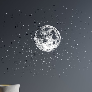 Moon and Stars Wall Decal Constellation Wall Sticker Sky Wall Art c1