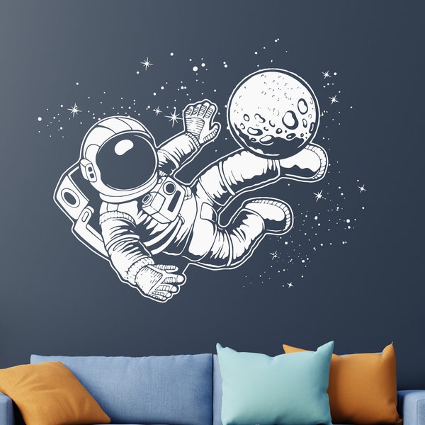 Astronaut Wall Decal | Outer Space Wall Decal | Custom Name Wall Decal | Decal for Nursery AST36