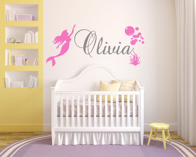 Personalized Name Wall Decal Mermaid Wall Decal Custom Etsy