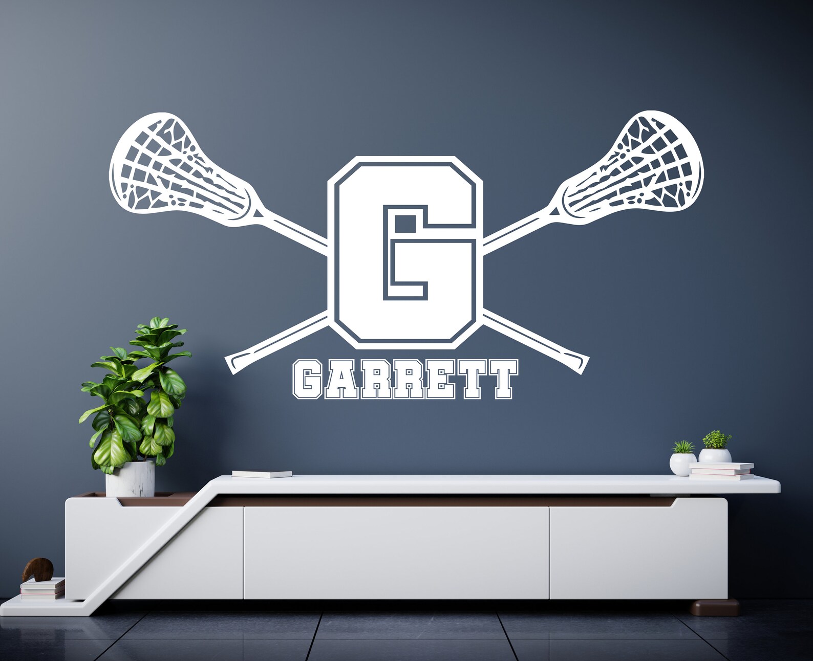 Lacrosse Wall Decal Lacrosse Wall Decor Custom Name Etsy