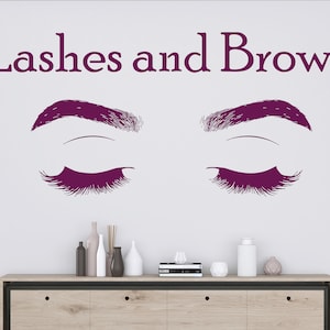 Eyelashes and Eyebrows Wall Decal Lashes and Brows Window Sticker Lashes Extensions Wall Decal Eyes Beauty Salon Wall Art HS137