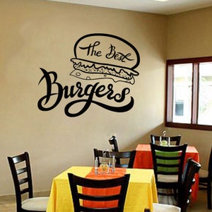 Burger Wall Decal | Burger Wall Sticker | Burgers Window Decal | Bakery wall decal 1185