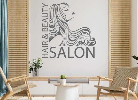 Friseursalon Wandtattoo – Schönheitssalon Dekor Aufkleber, 70x57 Cm, Vinyl, Selbstklebend