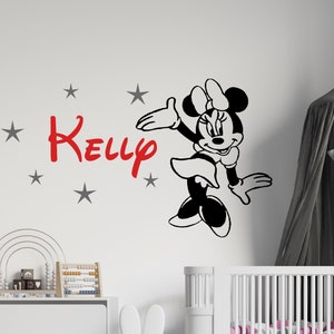 Personalized Name Wall Decal | Minnie Mouse Wall Decal | Custom Name Wall Decal | Decal for Nursery cn34