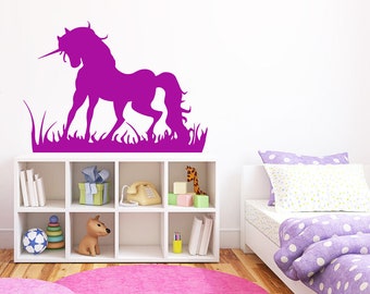 Unicorn Wall Decal: Pegasus Nursery Decor Sticker 753b