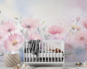 Pastell Blumentapete Schälen und Stick Rosa Lila 3D Blumen selbstklebende entfernbare Tapete für Kinderzimmer Schlafzimmer PW395