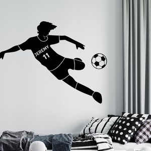 パーソナライズされた名前のサッカーゴールキーパーの壁用デカール | サッカー選手の壁用ステッカー | サッカーの壁用装飾 | 5118