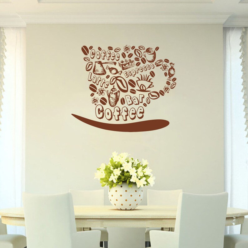 Coffee Wall Decal Coffee Beans Wall Sticker Coffee Wall Etsy