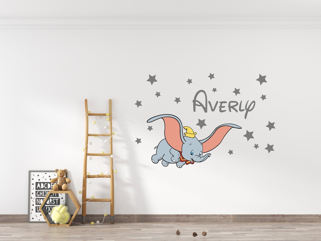 Custom Name Dumbo Elephant Wall Decal Dumbo Wall Sticker Etsy