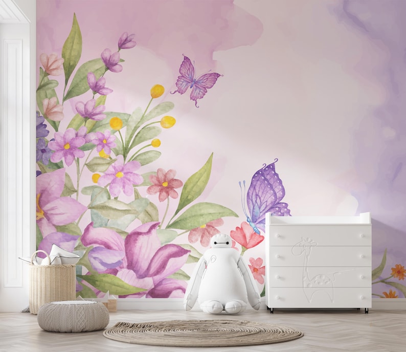 Pastel Butterflies Peel & Stick Wallpaper, Removable Watercolor ...