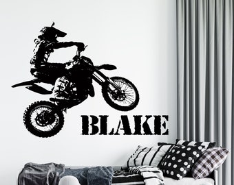 Personalized Custom Name Motocross Wall Decal Motorcycle Wall Sticker Dirt Bike Wall Decor ttr10