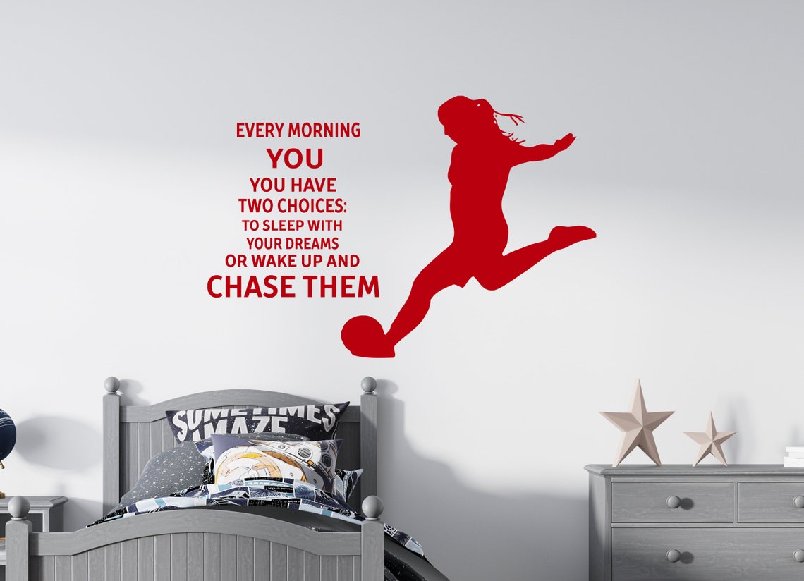 Girl Soccer Wall Decal Soccer Player Wall Sticker Soccer Etsy