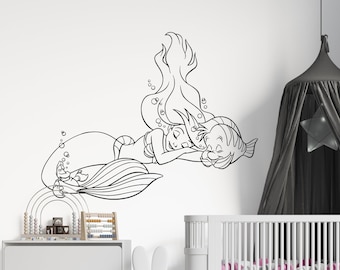 Vinyl muursticker prinses Ariel: kleine zeemeermin kinderkamerdecoratie 4103
