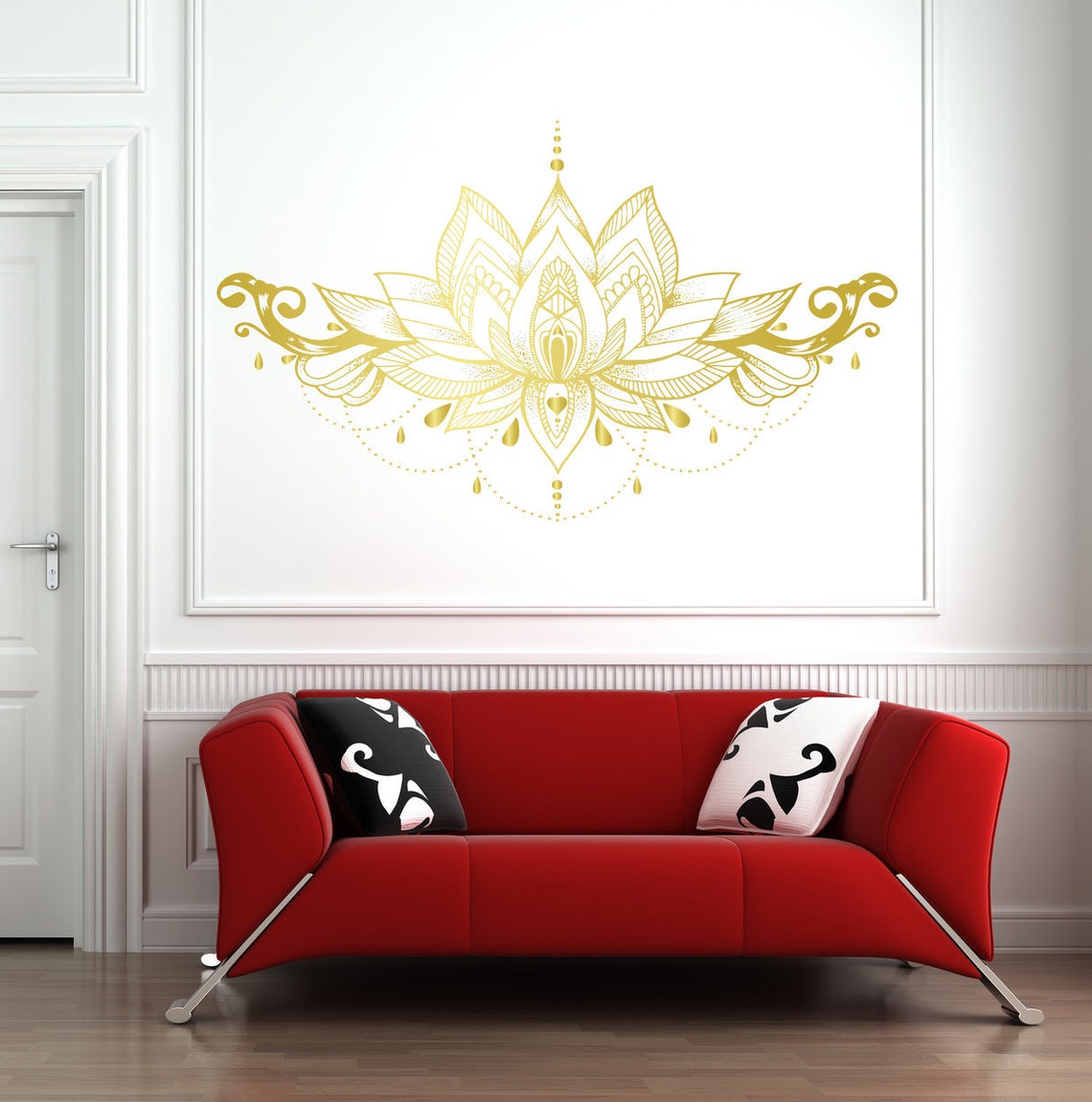 Lotus Wall Decal Lotus Flower Wall Decal Lotus Mandala Etsy