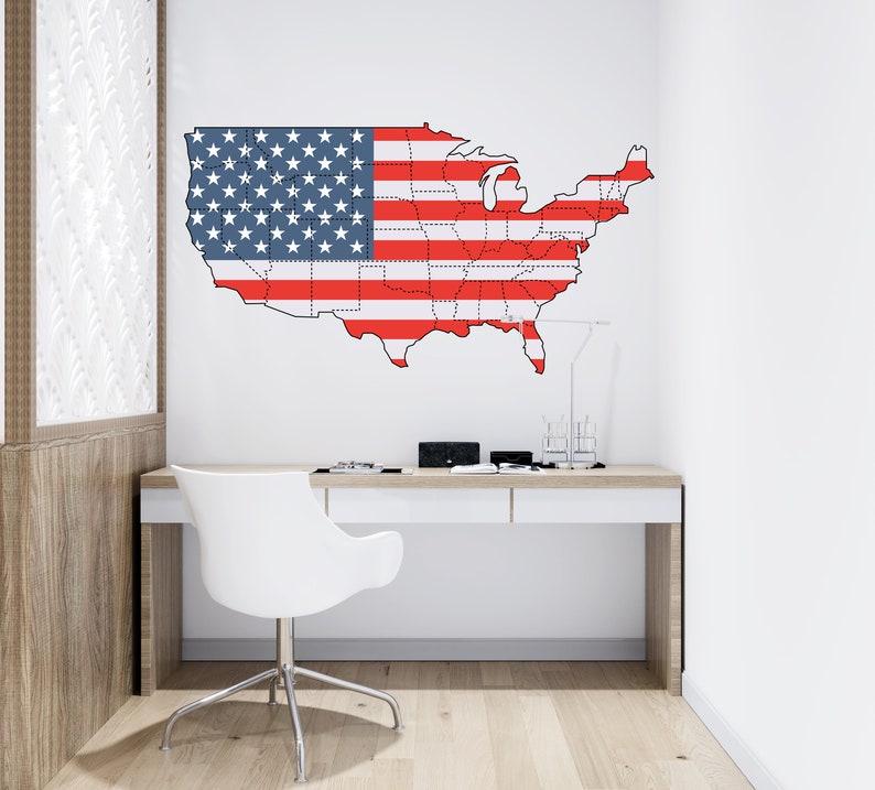 USA Map Wall Decal US Map Wall Sticker USA Map Wall Decor Etsy