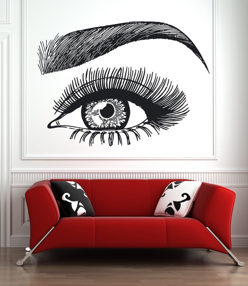 Eyelashes and Eyebrows Wall Decal Lashes and Brows Window Sticker Lashes Extensions Wall Decal Eyes Beauty Salon Wall Art l064