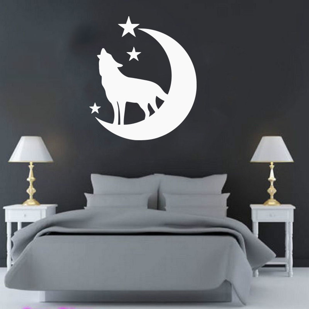Wolf Howling at Moon Vinyl Wall Decal - Nursery Decor 104 - Etsy