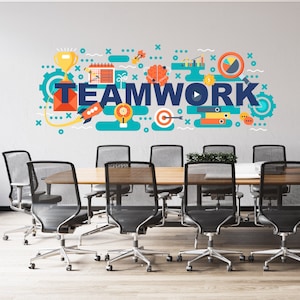 Office Wall Decal Teamwork Quote Wall Sticker Office Decor Inspire Office Quote Motivation Idea Wall Art Idea Light Bulb Decal CD154