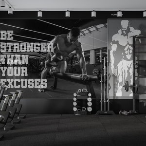 Workout Peel and Stick Wallpaper for Gym Self Adhesive Removable Fabric Crossfit Mural Wallpaper PW177