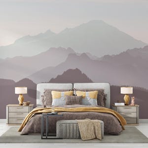 Mountain Wallpaper Peel N Stick Mountain Watercolor Wallpaper Wall Art ...