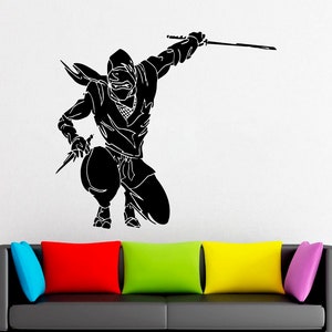 Samurai and Ninja Fighting Samurai Ninja Martial Arts Gift Office Mans Gift Wall Decal Vinyl Decor Sticker Bedroom Handmade 4258