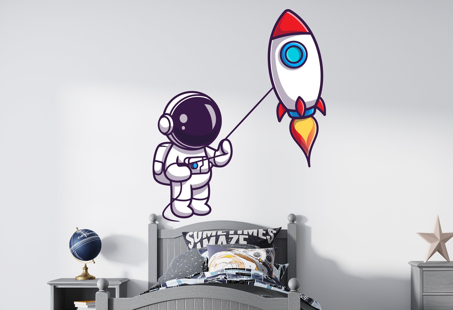 Astronaut Wall Decal Outer Space Wall Decor for Kids Bedroom Etsy Ireland